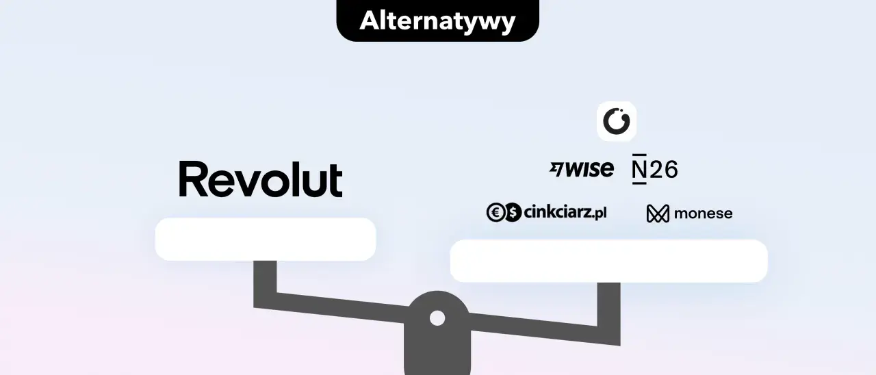 Porównanie Revolut z innymi alternatywami, takimi jak Wise, N26, Cinkciarz.pl i Monese, dla Twojego konta walutowego.