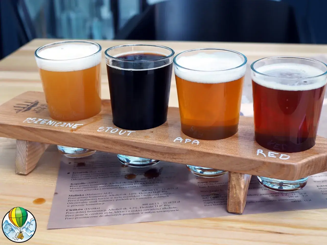 Degustacja piw: pszeniczne, stout, APA i red ale. Idealna na wieczór z przyjaciółmi, by spróbować różnych stylów, w tym pinta angielska.